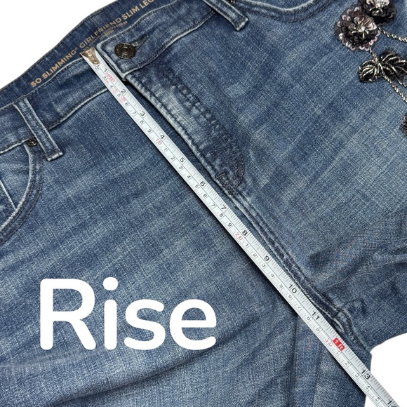 Chicos So Slimming Girlfriend Slim Ankle Jean Beaded Sequin Floral Vines 12 R - Picture 11 of 16